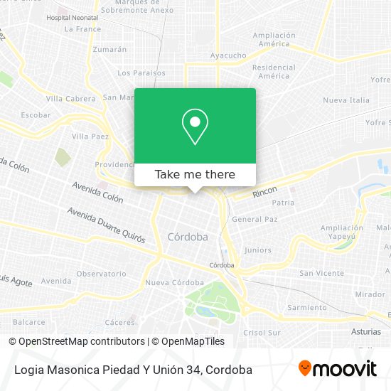 Logia Masonica Piedad Y Unión 34 map