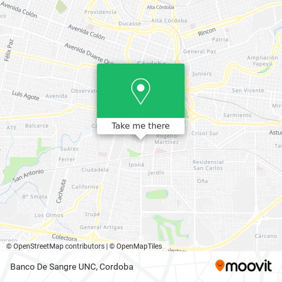 Mapa de Banco De Sangre UNC