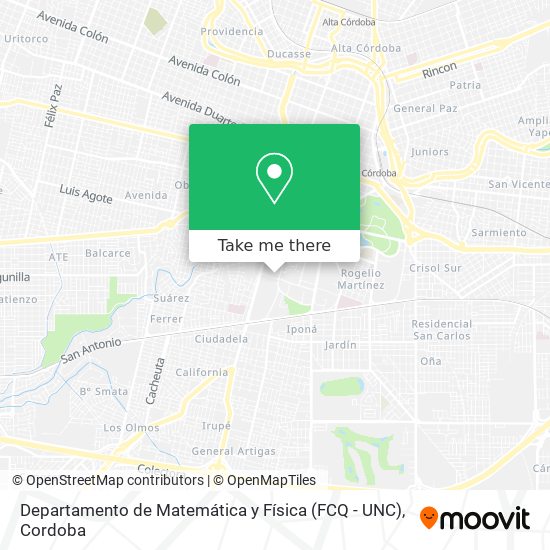 Departamento de Matemática y Física (FCQ - UNC) map