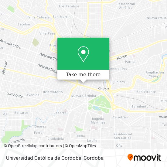 Mapa de Universidad Católica de Cordoba