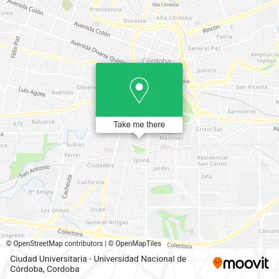 Mapa de Ciudad Universitaria - Universidad Nacional de Córdoba
