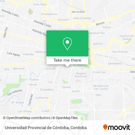 Universidad Provincial de Córdoba map