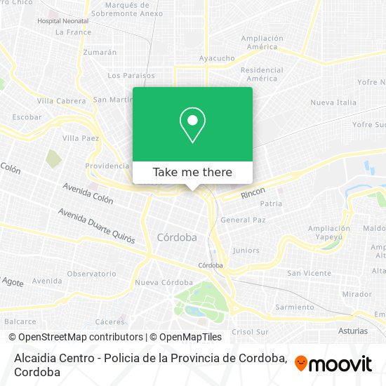 Mapa de Alcaidia Centro - Policia de la Provincia de Cordoba