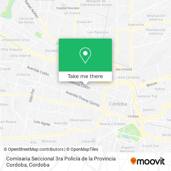 Comisaria Seccional 3ra Policia de la Provincia Cordoba map