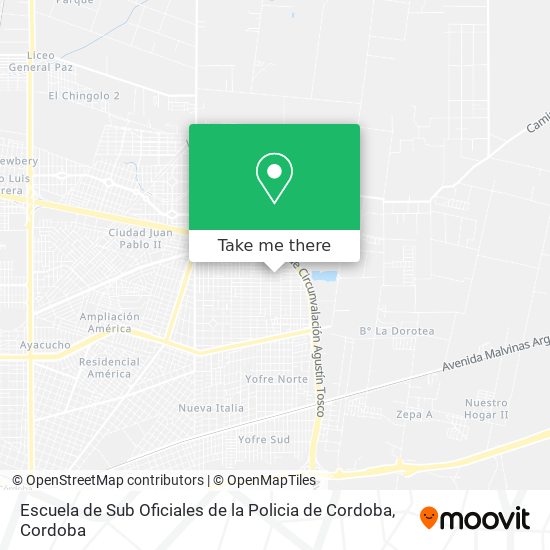 Mapa de Escuela de Sub Oficiales de la Policia de Cordoba