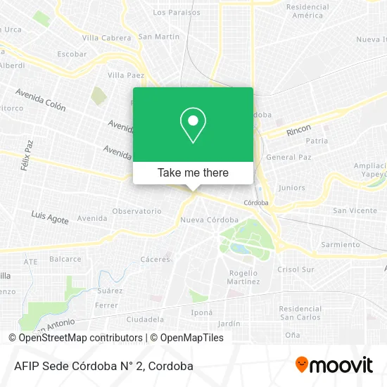 Mapa de AFIP Sede Córdoba N° 2
