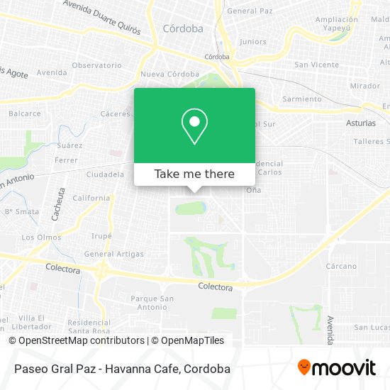 Paseo Gral Paz - Havanna Cafe map