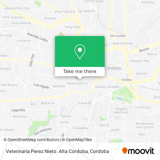 Mapa de Veterinaria Perez Nieto. Alta Córdoba
