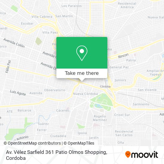 Av. Vélez Sarfield 361 Patio Olmos Shopping map