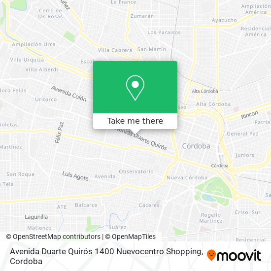 Avenida Duarte Quirós 1400 Nuevocentro Shopping map