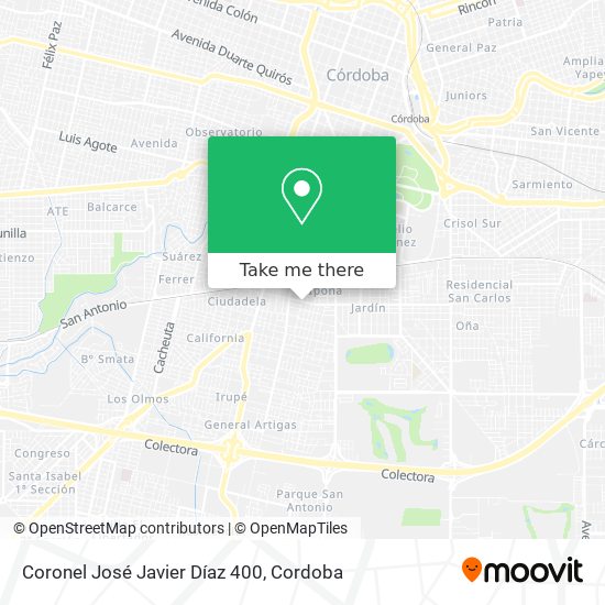 Coronel José Javier Díaz 400 map