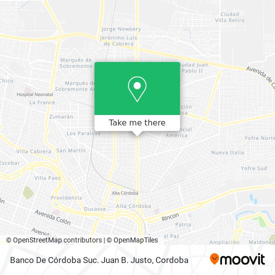 Banco De Córdoba Suc. Juan B. Justo map