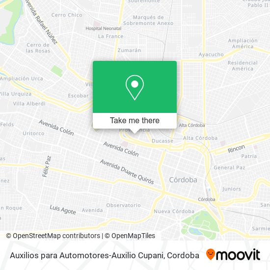 Auxilios para Automotores-Auxilio Cupani map