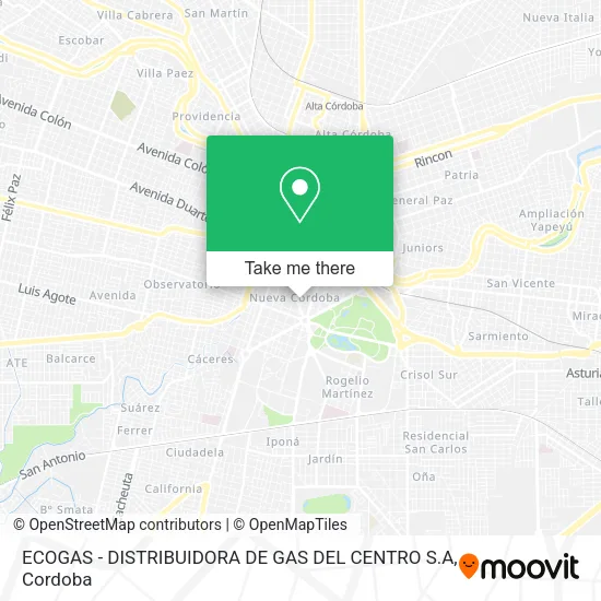 Mapa de ECOGAS - DISTRIBUIDORA DE GAS DEL CENTRO S.A