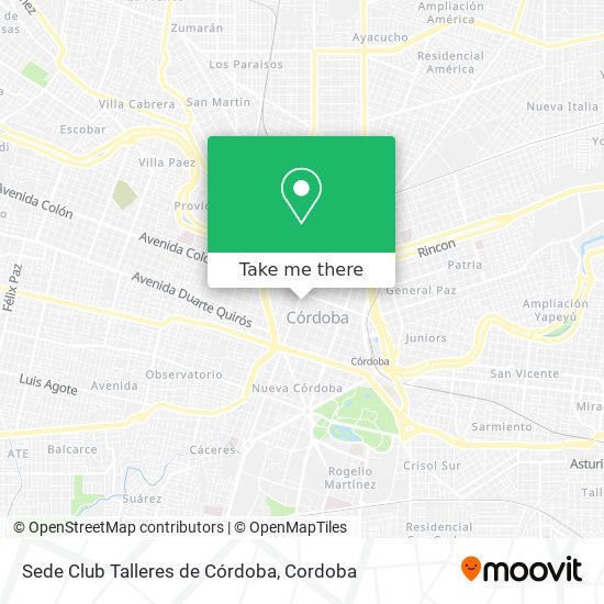 Sede Club Talleres de Córdoba map