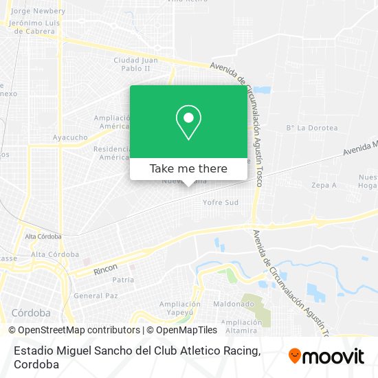 Estadio  Miguel Sancho del Club Atletico Racing map