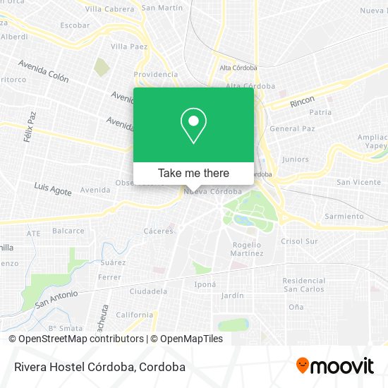 Mapa de Rivera Hostel Córdoba