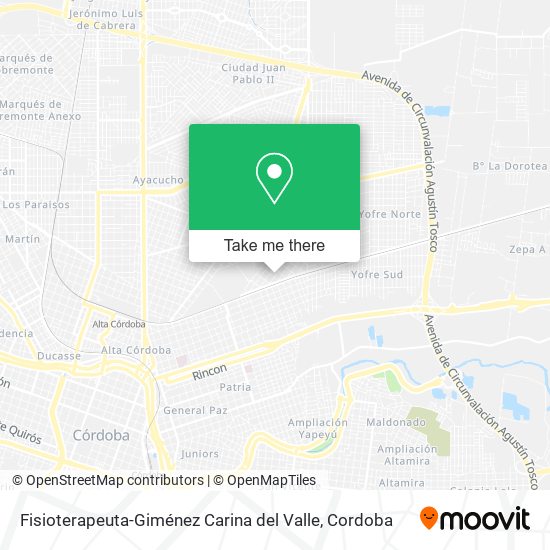 Mapa de Fisioterapeuta-Giménez Carina del Valle