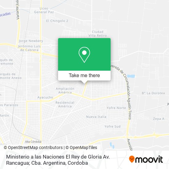 Ministerio a las Naciones El Rey de Gloria Av. Rancagua; Cba. Argentina map