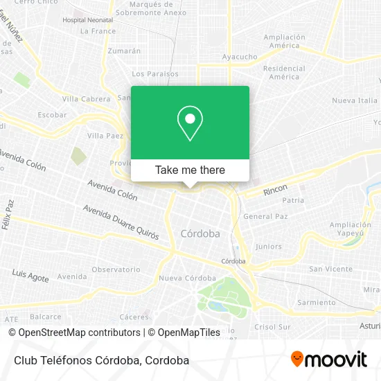 Mapa de Club Teléfonos Córdoba