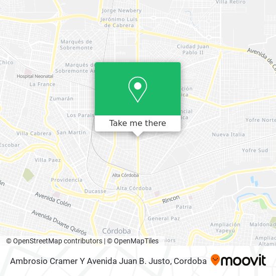 Ambrosio Cramer Y Avenida Juan B. Justo map