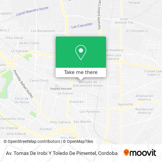 Av. Tomas De Irobi Y Toledo De Pimentel map