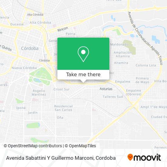 Avenida Sabattini Y Guillermo Marconi map