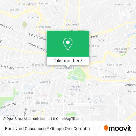 Boulevard Chacabuco Y Obispo Oro map