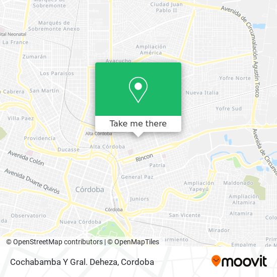 Cochabamba Y Gral. Deheza map