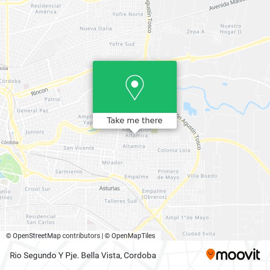 Rio Segundo Y Pje. Bella Vista map