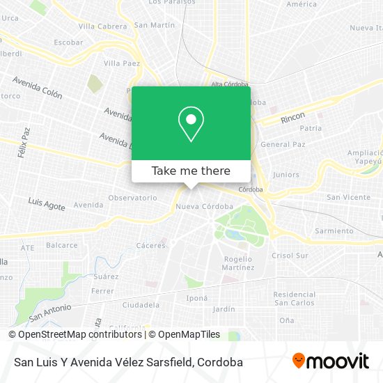 Mapa de San Luis Y Avenida Vélez Sarsfield