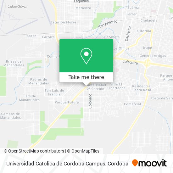 Mapa de Universidad Católica de Córdoba Campus