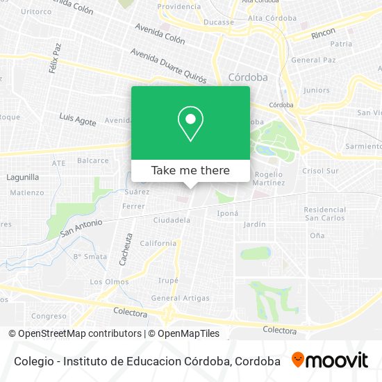 Mapa de Colegio - Instituto de Educacion Córdoba