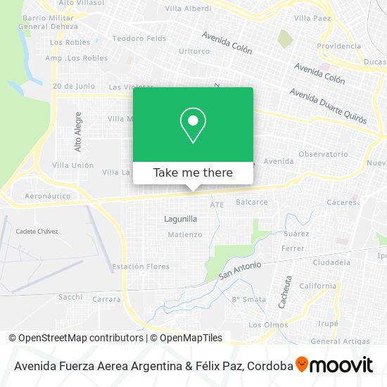 Avenida Fuerza Aerea Argentina & Félix Paz map