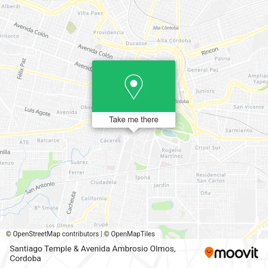 Santiago Temple & Avenida Ambrosio Olmos map