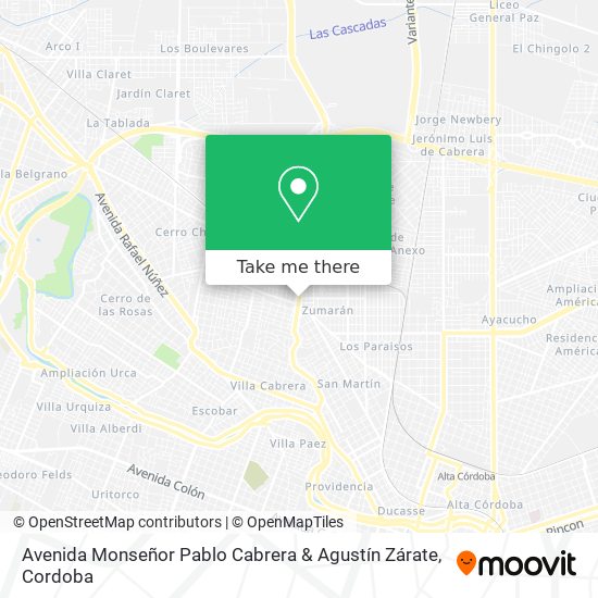 Avenida Monseñor Pablo Cabrera & Agustín Zárate map