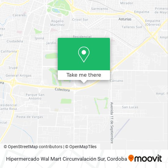 Mapa de Hipermercado Wal Mart Circunvalación Sur