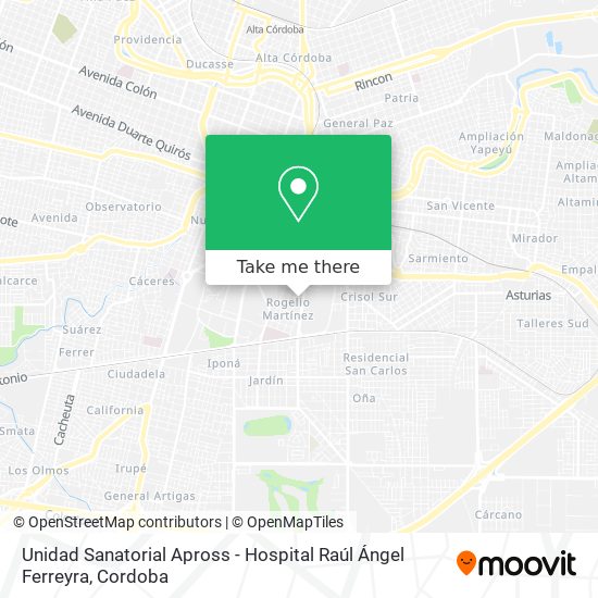 Mapa de Unidad Sanatorial Apross - Hospital Raúl Ángel Ferreyra