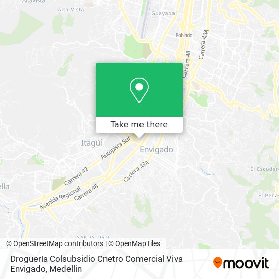 Mapa de Droguería Colsubsidio Cnetro Comercial Viva Envigado