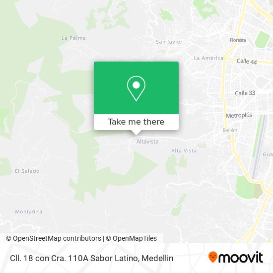 Mapa de Cll. 18 con Cra. 110A Sabor Latino
