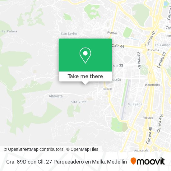 Mapa de Cra. 89D con Cll. 27 Parqueadero en Malla