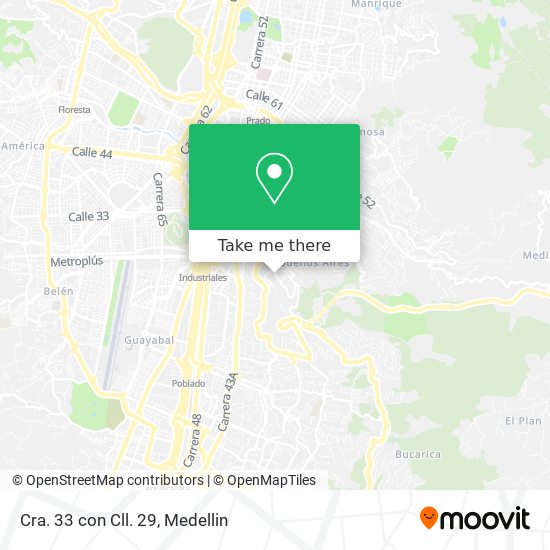 Mapa de Cra. 33 con Cll. 29