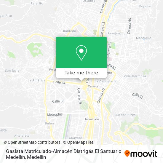 Mapa de Gasista Matriculado-Almacén Distrigás El Santuario Medellín