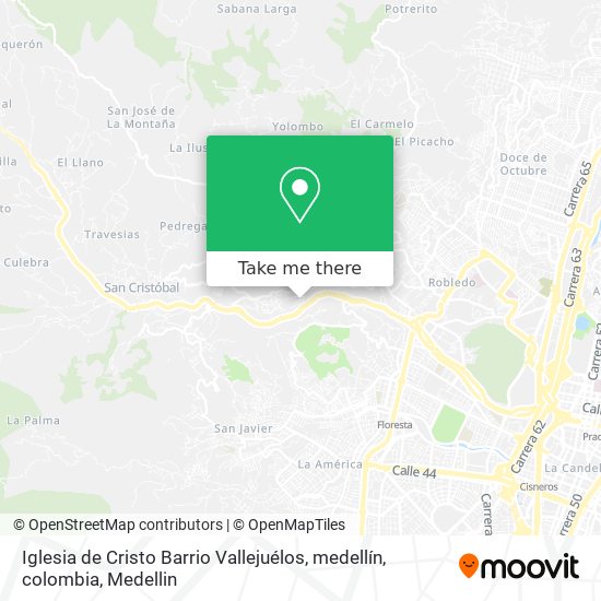 Mapa de Iglesia de Cristo Barrio Vallejuélos, medellín, colombia