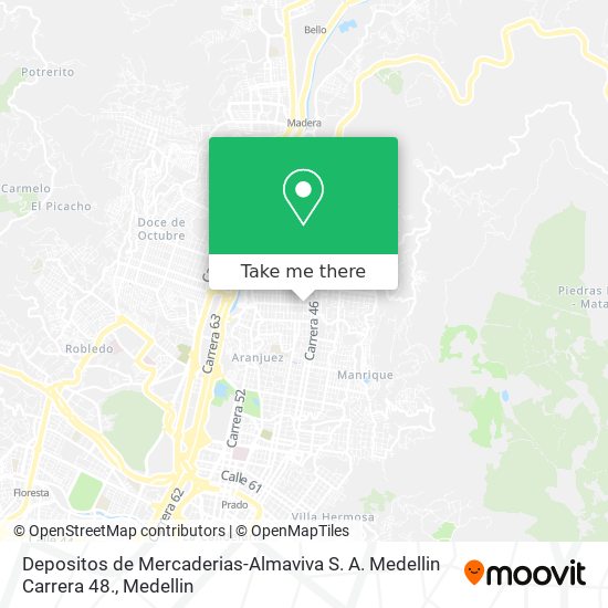 Depositos de Mercaderias-Almaviva S. A. Medellin Carrera 48. map