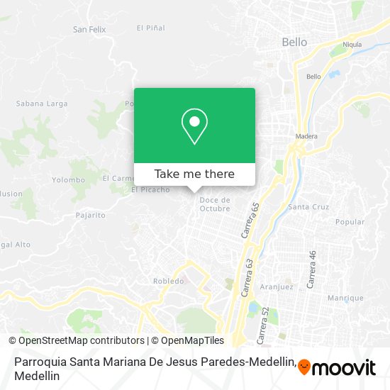 Parroquia Santa Mariana De Jesus Paredes-Medellin map