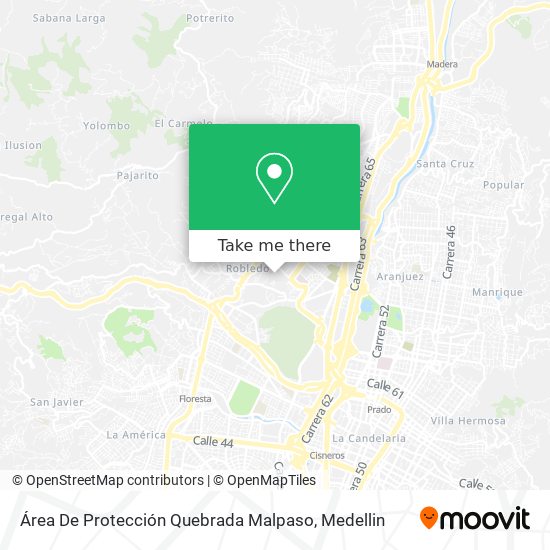 Área De Protección Quebrada Malpaso map