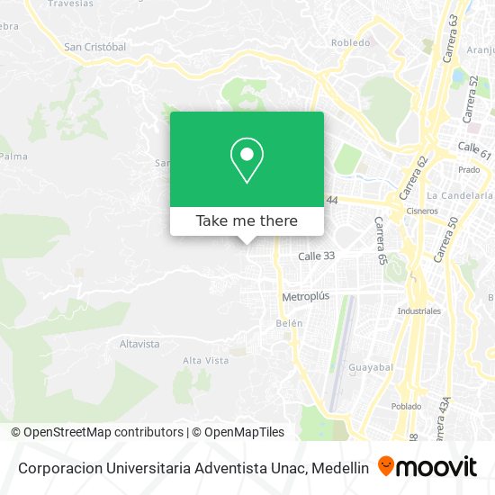 Mapa de Corporacion Universitaria Adventista Unac