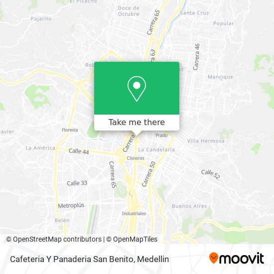 Mapa de Cafeteria Y Panaderia San Benito