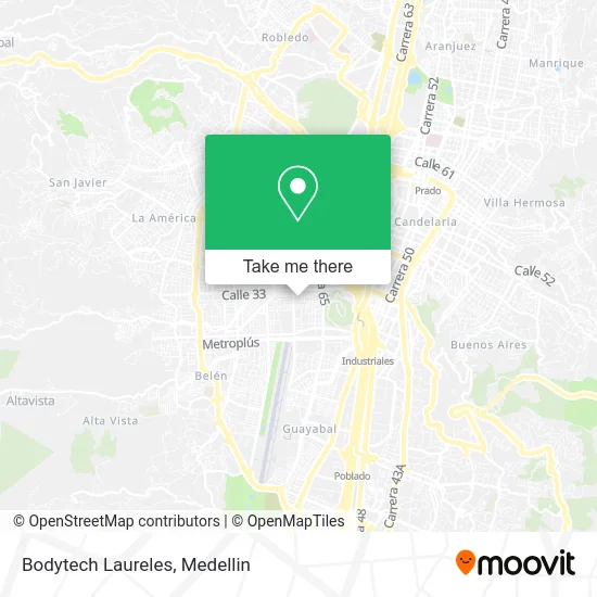 Mapa de Bodytech Laureles